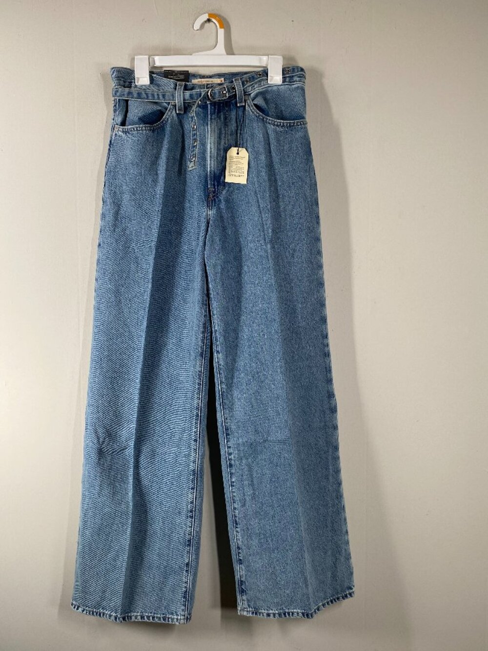 Levi's Premium Ribcage Wide Leg Jeans Women's 30 x 32 High Blue Belted NWT
